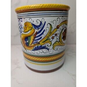 Fratelli Mari Deruta Italian Majolica Utensil Holder 6" Bellezza 1999